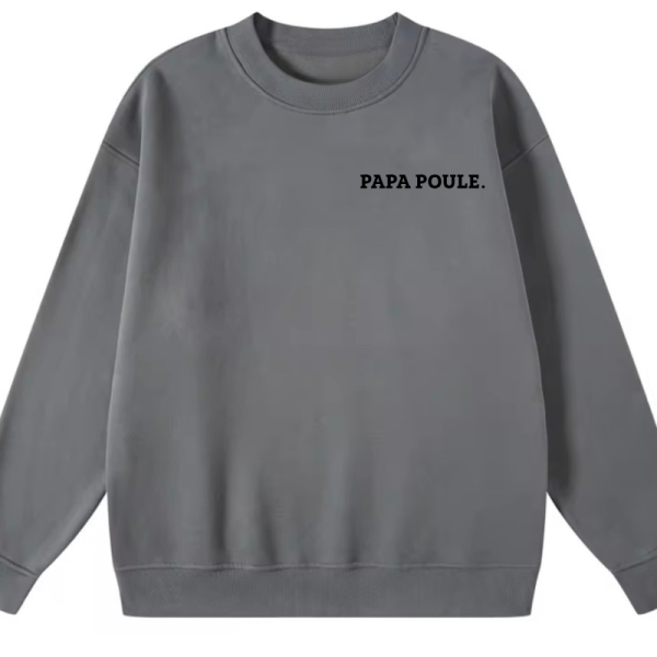 crewneck oversize brodé noir en gris charcoal papa poule