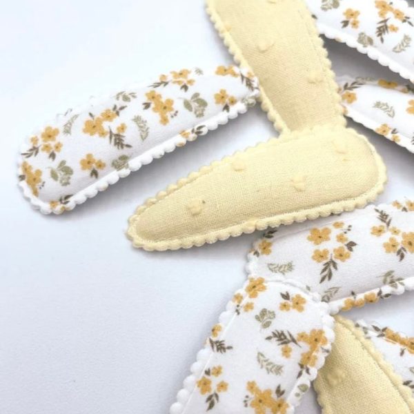 pince a cheveux snap fleuris jaune pour poulette